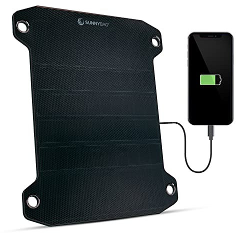 Sunnybag Leaf Pro Panel Solar Flexible de 7,5W | Eficiente, Resistente al Agua, Ultraligero 349g | Cargador Solar con Puerto USB para teléfono móvil, Smartphone | Ideal para Senderismo, Camping