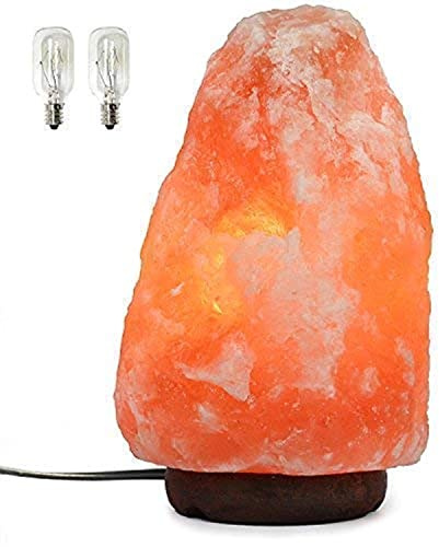 7 Inch Himalayan Salt Lamp with Dimmer Cord - Night Light Natural Crystal Rock Classic Wood Base Authentic from Pakistan