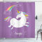 ABAKUHAUS Einhorn Duschvorhang, Lila Kinder Regenbogen, Stoffliches Gewebe Badezimmerdekorationsset mit Haken, 175 x 180 cm, Lavendel Weiß