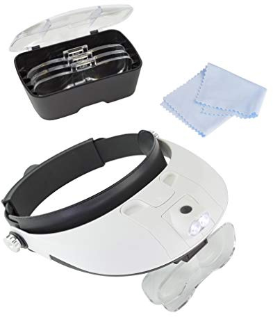 Lightcraft LC1766 Pro LED-Lupen-Stirnband mit Bi-Platte-Vergrößerung, weiß, 7 x 28 x 22,5 cm