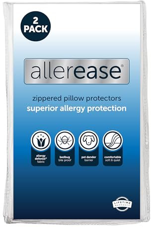 Aller-Ease MAXIMALY KISSENSCHUTZ King,2er Pack - Hypoallergener Kissenbezug mit Reißverschluss Design verhindert das Ansammeln von Bettwanzen und Allergenen, maschinenwaschbar, 2er Pack, weiß