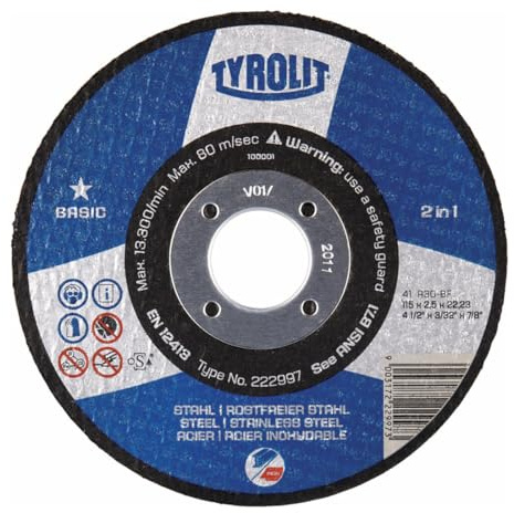 Tyrolit 34332877 BASIC 2in1 Trennscheiben, 41, A30Q-BFB, Neuware, 230 x 2.0 x 22.23 mm, Abmessungen, 1 Einheit