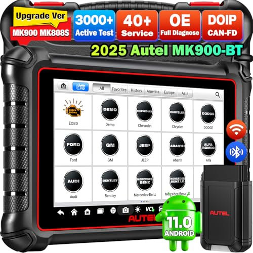 Autel MaxiCOM MK900BT OBD2 Diagnosegerät Auto, 2025 V2.0 Bidirektionales Diagnosetool, Kabellose Version von MK900, 40+ Dienste