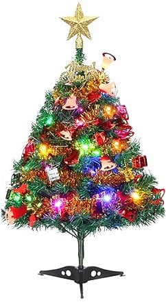 Mini Weihnachtsbaum Kleiner Weihnachtsbaum mit Beleuchtung, 60cm Tisch Weihnachtsbaum klein künstlich geschmückt für Weihnachten Deko