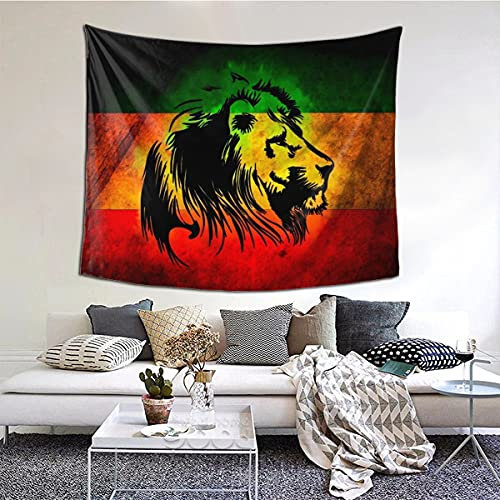 BAIFUMEN Rasta Lion Reggae Tapisserie für Schlafsaal, Schlafzimmer, Wohnzimmer, Heimdekoration, dekorativer Wandbehang mit 152,4 x 139,9 cm