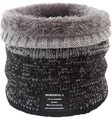 MoreChioce Unisex Strickschal, Winter Warm Schlauchschal Loop Schal Gestrickter Nackenwärmer Windstopper-Schal mit Fleece innen Hals Warmer zum Skifahren Motorrad Radfahren Wandern,Grau