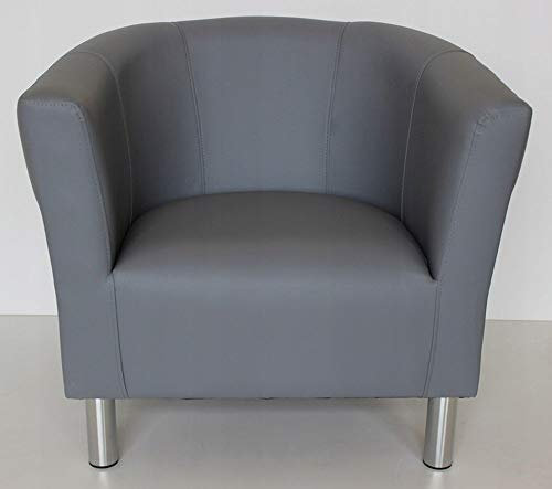 MartHome Club Trio Sessel, gepolsterter Sessel, Hocker, Hocker, Cocktail-Sessel, Kunstleder-Sessel Wohnzimmer, Büro, Schlafzimmer, Wartezimmer (Grau)