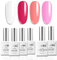 Umikk Gel Nail Polish Set White Watermelon Red Coral Pink 7.5 ml with Base Coat Top Coat 10 ml Soak Off UV LED Cured Home Manicure Gel Polish
