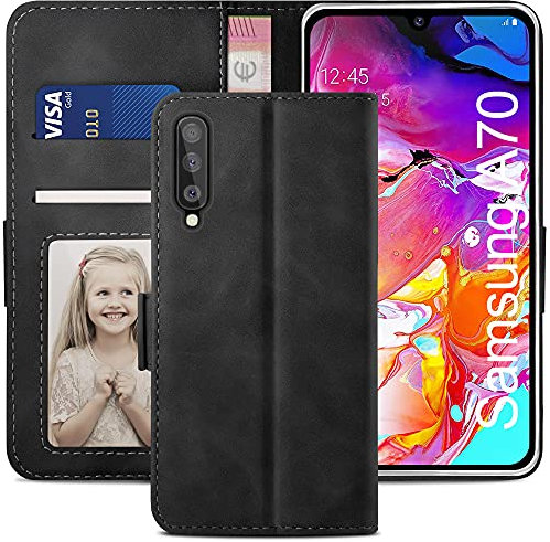 YATWIN Handyhülle Kompatibel mit Samsung Galaxy A70 Hülle, Klapphülle Samsung A70 Premium Leder Brieftasche Schutzhülle [Kartenfach] [Magnet] [Stand] Handytasche Case für Samsung Galaxy A70, Schwarz