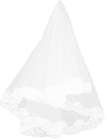 minkissy Hochzeit Spitze Braut Schleier Beige Lange Tüll Schleier Einzigen Schicht Gauge Kopf Schleier Spitze Rand 1. 5M Hochzeit Party Braut Kopfschmuck Zubehör