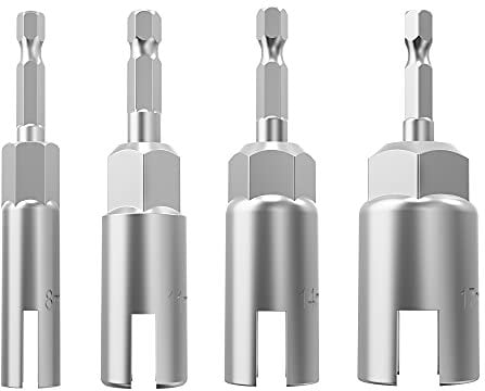 4 Stück 6,35 mm Sechskantschaft, Power Flügelmutter-Schraubendreher-Set, Schlitz-Flügelmuttern, Bohrer-Bit-Steckschlüssel-Werkzeug-Set, Bohrer für Panelmuttern, Schrauben, Augen-C-Haken-Schraube