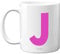 Stuff4 Personalised Alphabet Pink Initial Mug - Letter J Mug, Gifts for Her, Mothers Day, Birthday Gift for Mum, 11oz Ceramic Dishwasher Safe Anniversary, Valentines, Christmas, Retirement