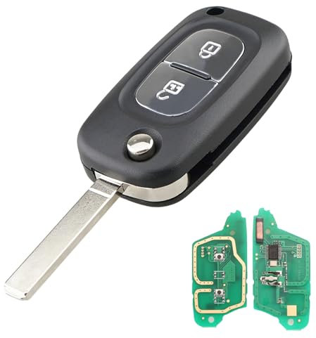 Heart Horse Guscio Chiave per Telecomando 2 Tasti Compatibile con Re-nault Clio 3 Kangoo 2 Master Modus Twingo 1 Pieghevole Ricambio Custodia Chiave con 433Mhz PCF7961A Chip