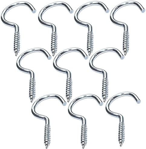 Aerzetix - C47865 - Set di 10 pezzi - gancio a vite in legno - Ø3.3x50mm - acciaio zincato - fai da te - utensili di montaggio/ferramenta