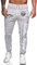 L.gonline Jogginghose Herren lang | Trainingshose Baumwolle | Sporthose mit Bündchen | Enger Beinabschluss | Marine 5258 (3XL, Grau/Weiß)