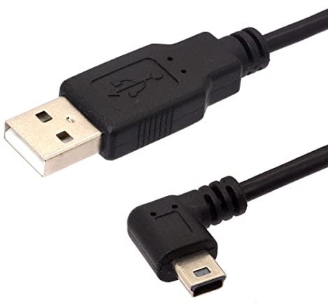Mini câble USB 2.0 A mâle vers angle, cordon de charge de synchronisation de données mini 5P à angle droit de 90 degrés pour Garmin Dash Cam voiture GPS navigateur DVR 1,5 m/5 pieds (Right) (Left)