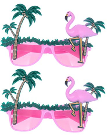 2 Pz Fenicottero Atrezzi Occhiali Sole Attrezzi Occhiali Da Festa Luau Di Palma Occhiali Da Sole Per Le Vacanze Gadget Per Il Trucco Occhiali Cosplay Hawaii Foto