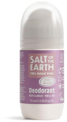 Salt of the Earth - Natural Refillable Roll On Deodorant - Peony Blossom - Vegan Formula with Effective Long-Lasting Protection, Made in the UK - Suitable for Women, Men & Kids - 75ml