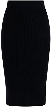 faina Damen Knitted Skirt Strickrock, Schwarz, XS-S EU