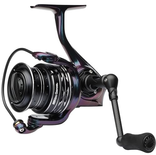 Abu Garcia Spike Spinnrolle Angelrolle Leicht und Stark Spinnrollen Raubfischangeln Barsch Zander Unisex Grün/Lila/Schwarz 2500SH