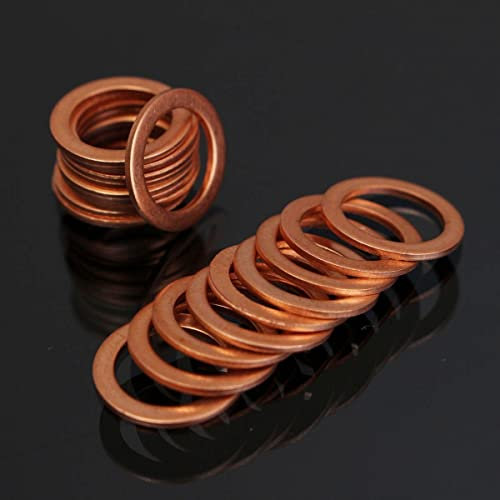 GatherTOOL 20 Pcs/50 Pcs M10 * 14mm Rondelle en Cuivre Moto Tressé Embrayage Tuyau De Frein Banjo Joint 10mm Cuivre Crush Rondelle Moto Tuyau Rondelles Accessoires Outils (Color : 20pcs)