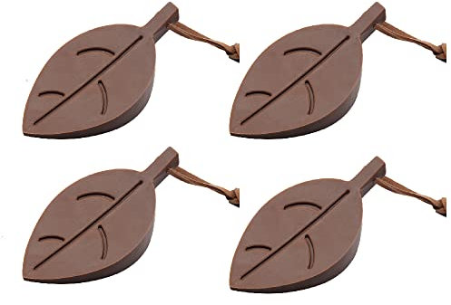 4 Pcs Door Stops, Silicone Cute Leaf Style Door Stopper Wedge, Decorative Finger Protector for Rooms Home Office, Brown