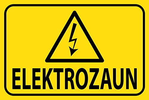 mrdeco Metall Schild 30x40cm gewölbt Hinweis Elektrozaun Warnschild Vorsicht Deko Blechschild Tin Sign