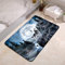 YISUMEI Badezimmerteppich 42x60 cm Badematte Rutschfester Waschbar Absorbierender Badvorleger Schnelltrocknend(Wald Wolf Mond)