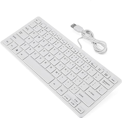 78Keys Mini Wired Keyboard, Desktop Computer Laptop PC 78 Keys Ultra Thin Mini USB Wired Office/Game Ergonomics Keyboard for for Linux for Mac (White)