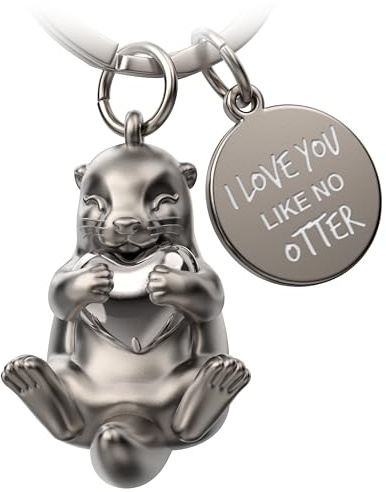 FABACH Otter Schlüsselanhänger Otty mit Herz - Glücksbringer Otter Geschenke Freundin - Partner Geschenke Liebe Schlüsselanhänger Paare Jahrestag - Gravur I love you like no otter