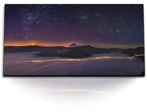 Paul Sinus Kunstdruck Bilder 120x60cm Sternenhimmel Nachthimmel Berge Astrofotografie
