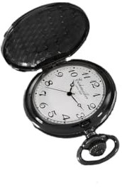Eichmüller Quartz Savonnette Sprungdeckel Taschenuhr Schwarz mit Karabiner Kette