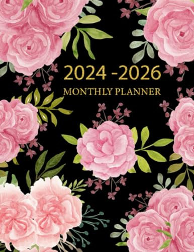 Calendar monthly planner 2024-2026: From January 2024 Through December 2026 with ruled lines on the date, large organizer and Schedule for women | 8.5x11 | Paperback | Flower Cover