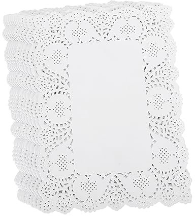 ABOOFAN 150blätter Rechteckige Spitzendeckchen Aus Lebensmittelechtem Papier Saugfähig Dekorativ Und Vielseitig Für Kuchen Desserts Party Und Hochzeitstafel Elegant Und Sicher