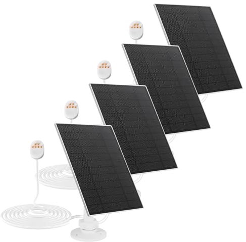 Solar Panel Charger Compatible with Google Nest Camera Outdoor & Indoor (Battery Version),5V 5W Solar Panel with 13ft/4m Charging Cable,Fast Battery Charging,4 Pack