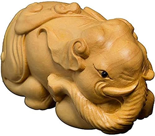 CUNTO Skulptur-Kunsthandwerk, Buchsbaum-Tiere, Kunsthandwerk, Glücksschnitzerei, Kunsthandwerk, Elefanten-Skulptur, Statue-Dekoration