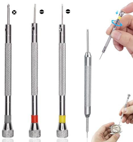 VBKITW 4cs Set Cacciaviti Precisione Orologiaio, Cacciavite di Precisione per Occhiali Orologio, Kit Riparazione Orologi, Apri Cassa per Orologi, Sostituisci Pile per Orologi, Rimuovi Maglie Orologio