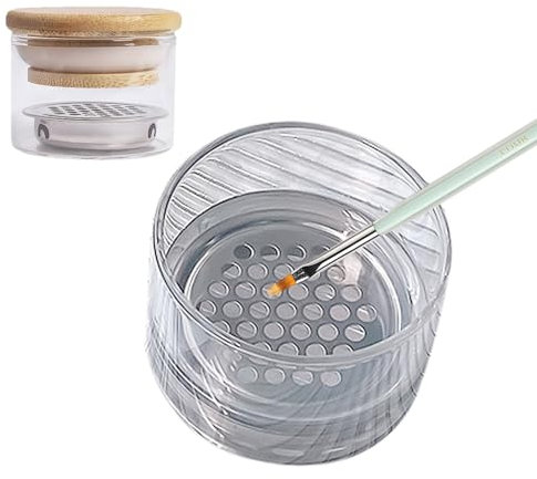 Vaso de limpieza de pinceles de uñas, vaso de limpieza de pinceles, vaso de cristal de uñas duradero con tapa, lavabo para lápices de uñas, vaso de almacenamiento para Pinse con purpurina