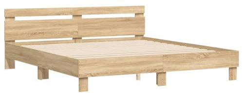 Cadre de lit avec LED sans Matelas chêne Sonoma 160x200 cm