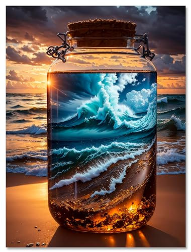 wandmotiv24 Leinwandbild Meer & Wasser, Flasche, Hochformat M0820