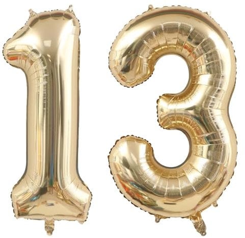 40 Zoll Gold Luftballon Zahlen 13 Champagner Gold Ballon 13. Geburtstag Deko Hellgold Folienballon Zahl 13 Riesenzahl Ballon 13 Party Hochzeit Kindergeburtstag Geburtstag Nummer 13