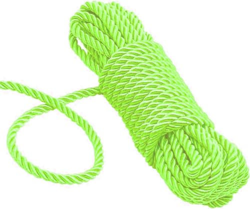 KuTi Kai All Purpose Rope 8 mm 10M - 32 Feet Length Strong Multifunctional Soft 100% Nylon Rope Natural Twisted Durable Long Ropes (Green)