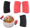 4 maniglie in silicone per pentole, manopole di ricambio, maniglie del coperchio, resistenti al calore, per ciotole da forno, padelle in ghisa, cucina (nero, rosso)