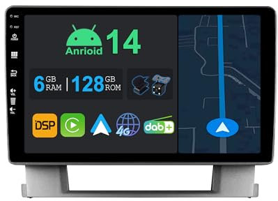 YUNTX 9 Zoll Android 14 Autoradio mit Navi Für Opel Astra J 2009-2017 Buick Excelle 2 2009-2015 | Octa Core | 6GB 128GB | Eingebaut 4G LTE | CarPlay & Android Auto | DSP | DAB | HDMI | Dual Band WiFi