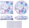 ZGDEIWGF Ensemble De Vaisselle De Fête Sirène 40 Pièces, Ensemble De Table De Décoration D'Anniversaire, Pailles De Sirène, Serviettes En Papier À Motif De Sirène