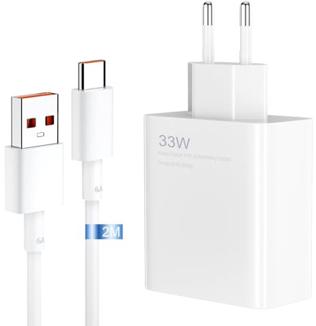 33W Chargeur Turbo pour Xiaomi Redmi Note 13/12/11/11S/9/10/11 Pro/12 Pro/13 Pro,Xiaomi 10T/11 Lite/10/10 Lite/10T Lite/11,POCO X6/X3/F3/X5/M5/F2 Pro.Chargeur Rapide et Cable 2M