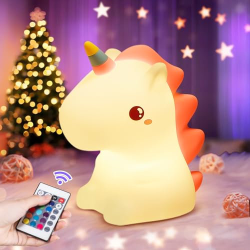 Nachtlicht Kinder, 16 Farben+Dimmbar+USB Wiederaufladbar Nachtlicht Baby & Einhorn Geschenke Für Mädchen, Kawaii Deko Einhorn Deko Nachtlampe Kinderzimmer Deko, Unicorn Lampe Kinderzimmer Deko Mädchen
