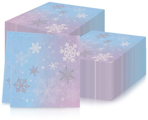 Weihnachts Party Servietten, Schneepapierservietten, Cocktailservietten Dinner Servietten, blaue Eiskönigin-Papierservietten, Seidenpapier für Geburtstagspartys, Hochzeiten, Weihnachten, Babypartys