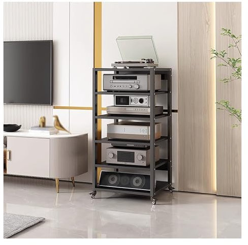 ZCFLWR Meuble Chaine HiFi Support D'enceintes Multimédia AV Haut 5/6 Niveaux, Support De Composants D'équipement Audio Vidéo Home Club, Récepteur Stéréo, Lecteur De CD Platine Vinyle Amplificateur
