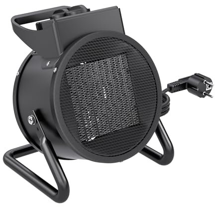 Aufun Riscaldatore elettrico in ceramica con termostato, riscaldatore con elemento riscaldante PTC, 3 livelli, calore rapido, efficiente per cantieri, officina, appartamento, ufficio, garage. Colore:
